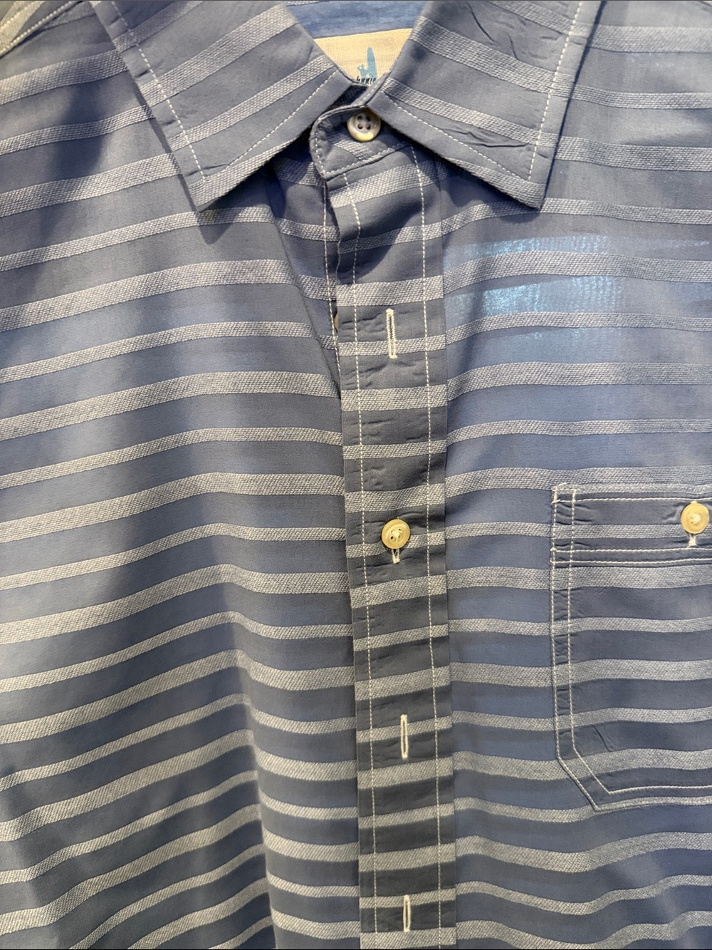 johnnie-O Light Blue Striped Short Sleeve Button-Down Shirt worn once -reposh -M